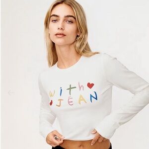 With Jéan Love Hearts Long Sleeve White Tee